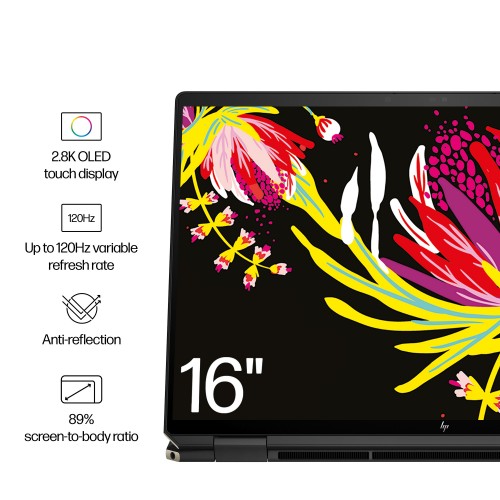 HP Spectre x360 16-aa0004na Intel Core Ultra 7 155H Hybrid (2-in-1) 40.6 cm (16") Touchscreen 3K 16 GB LPDDR5x-SDRAM 1 TB SSD Wi-Fi 7 (802.11be) Windows 11 Home AI PC Black