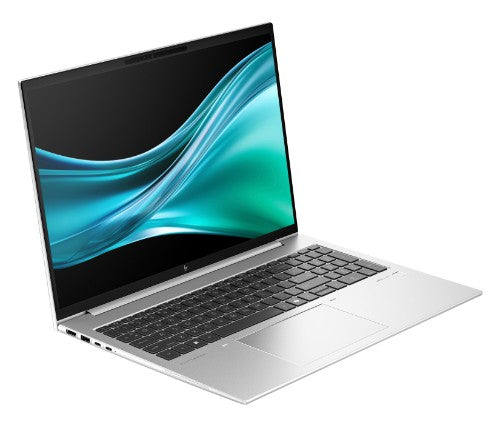 Silver HP EliteBook 865 G11 laptop with 16-inch WUXGA display and backlit keyboard.
