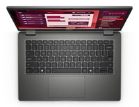 Gray Dell Latitude 3450 laptop with 14-inch Full HD screen, keyboard, and large trackpad open at 90 degrees.