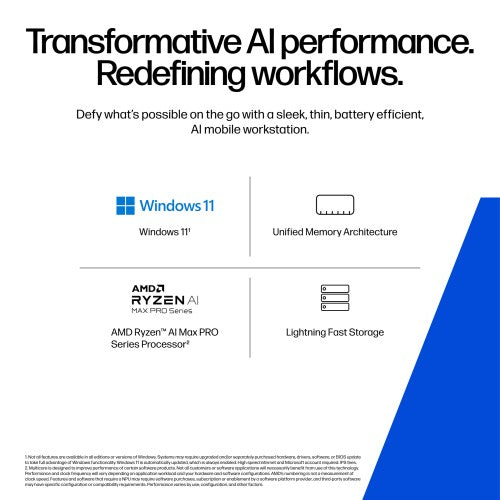 HP ZBook Ultra G1a Copilot+ PC AMD Ryzen AI Max PRO 385 Mobile workstation 35.6 cm (14") WUXGA 32 GB LPDDR5x-SDRAM 1 TB SSD Wi-Fi 7 (802.11be) Windows 11 Pro AI Workstation, AI PC Silver