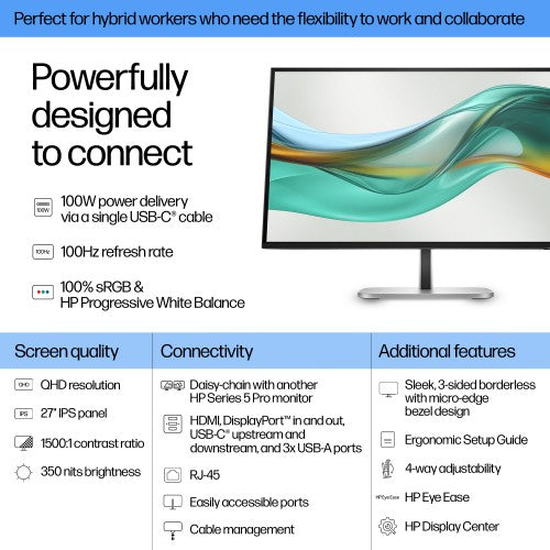 HP Series 5 Pro 27 inch QHD USB-C Monitor - 527pu