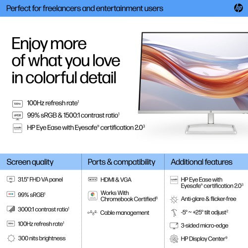 HP Series 5 31.5 inch FHD Monitor - 532sf