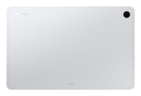 Silver Samsung Galaxy Tab S11 tablet back with single camera and flash on top right corner.