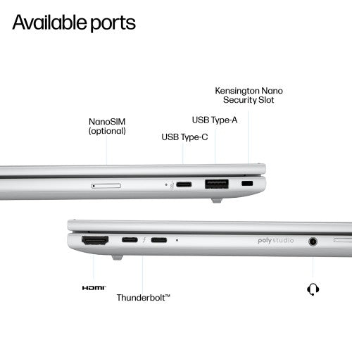HP EliteBook 8 G1a Next Gen AI PC Wolf Pro Security Edition Copilot+ PC AMD Ryzen AI 7 PRO PRO 350 Laptop 40.6 cm (16") WUXGA 32 GB DDR5-SDRAM 1 TB SSD Wi-Fi 7 (802.11be) Windows 11 Pro Silver