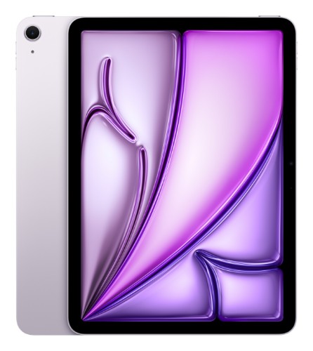 Purple Apple iPad Air 11-inch with thin bezels and rear camera on white background.