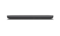 Closed slim black Lenovo ThinkPad laptop viewed from front edge with minimalist design.