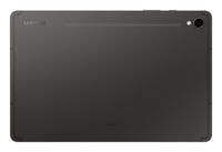 Graphite Samsung Galaxy Tab S9 tablet rear with single camera and slim bezel design.