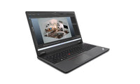 Lenovo ThinkPad P16v Gen 1 laptop with 16-inch display, black chassis, and open screen showing 3D design software.