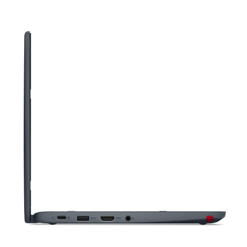 Slim Lenovo 300w Yoga Gen 4 laptop in academic grey, side view with ports visible.