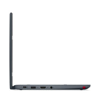 Slim Lenovo 300w Yoga Gen 4 laptop in academic grey, side view with ports visible.