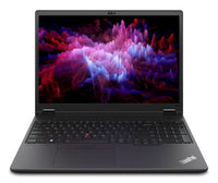 Lenovo ThinkPad P16v Gen 2 laptop with 16-inch WUXGA display, black chassis, and full-size keyboard including numeric keypad.