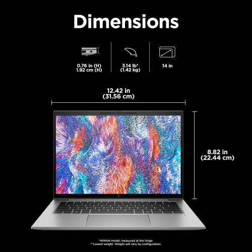 HP ZBook Firefly G11 Intel Core Ultra 7 155H Mobile workstation 35.6 cm (14") WUXGA 32 GB DDR5-SDRAM 1 TB SSD NVIDIA RTX A500 Wi-Fi 6E (802.11ax) Windows 11 Pro AI Workstation, AI PC Grey