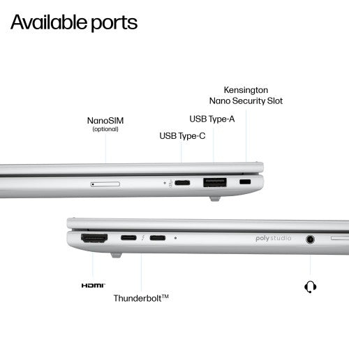 HP EliteBook 8 G1i Next Gen AI Wolf Pro Security Edition Copilot+ PC Intel Core Ultra 7 256V Laptop 35.6 cm (14") WUXGA 16 GB LPDDR5x-SDRAM Wi-Fi 7 (802.11be) Windows 11 Pro Silver