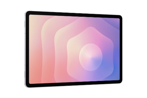Samsung Galaxy Tab S11 11-inch tablet with slim black bezel and colorful gradient screen wallpaper.