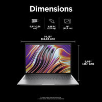 Open grey HP ZBook Power G11 laptop showing vibrant abstract wallpaper on 16-inch widescreen display with compact bezels and .