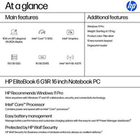 HP EliteBook 6 G1iR Intel Core 5 120U Laptop 40.6 cm (16") WUXGA 16 GB DDR5-SDRAM 512 GB SSD Wi-Fi 6E (802.11ax) Windows 11 Pro
