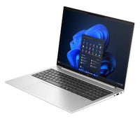 Silver HP EliteBook 865 G11 laptop with 16-inch screen displaying Windows 11 Pro interface.