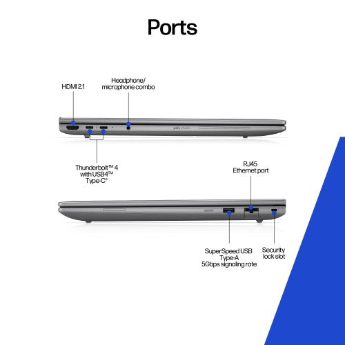 HP ZBook 8 G1i Wolf Pro Security Edition - Data Science Intel Core Ultra 7 255H Mobile workstation 35.6 cm (14") WQXGA 16 GB DDR5-SDRAM 512 GB SSD NVIDIA RTX 500 Ada Wi-Fi 7 (802.11be) Windows 11 Pro AI Workstation, AI PC Silver