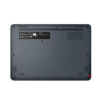 Lenovo 300w Yoga Gen 4 laptop bottom panel in academic grey with rubber feet and ventilation openings.