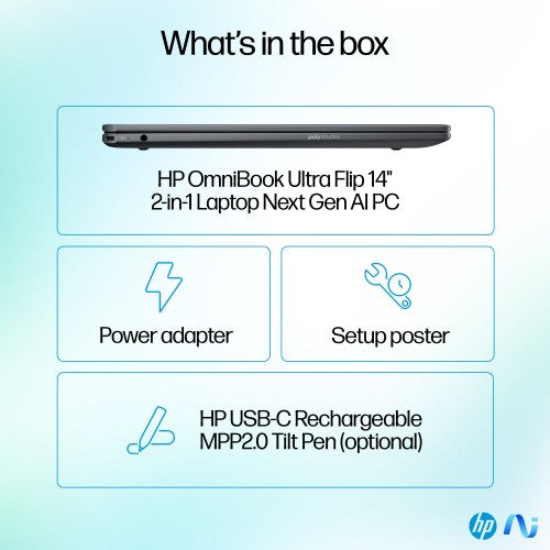 HP OmniBook Ultra Flip 14-fh0006na Copilot+ PC Intel Core Ultra 7 256V Hybrid (2-in-1) 35.6 cm (14") Touchscreen 3K 16 GB LPDDR5x-SDRAM 1 TB SSD Wi-Fi 7 (802.11be) Windows 11 Home Grey