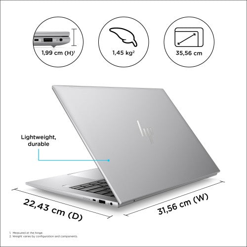 HP ZBook Firefly G10 Intel® Core™ i7 i7-1355U Mobile workstation 35.6 cm (14") WUXGA 16 GB DDR5-SDRAM 512 GB SSD NVIDIA RTX A500 Wi-Fi 6E (802.11ax) Windows 11 Pro Silver