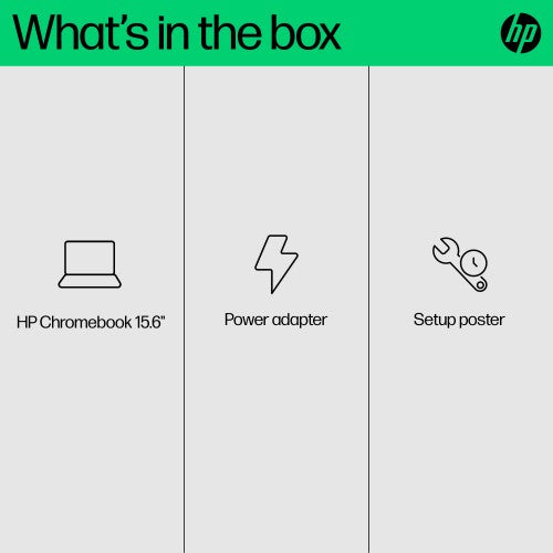 HP Chromebook 15a-nb0006na Intel® N N100 39.6 cm (15.6") HD 4 GB LPDDR5-SDRAM 128 GB UFS Wi-Fi 6 (802.11ax) ChromeOS Silver