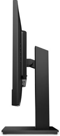 Side view of slim black HP M24m conferencing monitor with adjustable stand.