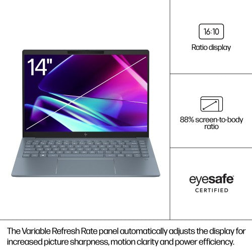 HP Pavilion Plus 14-ew1006na Intel Core Ultra 5 125H Laptop 35.6 cm (14") WQXGA 16 GB LPDDR5x-SDRAM 512 GB SSD Wi-Fi 6E (802.11ax) Windows 11 Home AI PC Silver