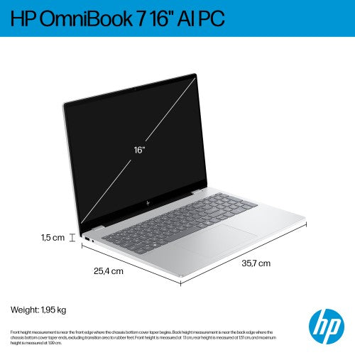 HP OmniBook 7 AI 16-ay0003na Intel Core Ultra 5 225H Laptop 40.6 cm (16") 2K 16 GB DDR5-SDRAM 1 TB SSD Wi-Fi 6E (802.11ax) Windows 11 Home AI PC Silver