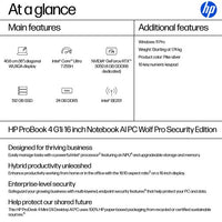 HP ProBook 4 G1i AI Wolf Pro Security Edition Intel Core Ultra 7 255H Laptop 40.6 cm (16") WUXGA 24 GB DDR5-SDRAM 512 GB SSD Wi-Fi 7 (802.11be) Windows 11 Pro AI PC Silver