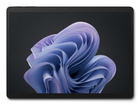 Black Microsoft Surface Pro 10 tablet with 13-inch touchscreen displaying abstract purple-blue wallpaper.