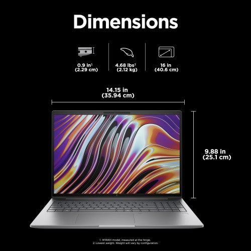 HP ZBook Power G11 A AMD Ryzen™ 7 8845HS Mobile workstation 40.6 cm (16") WQXGA 32 GB DDR5-SDRAM 1 TB SSD NVIDIA RTX 2000 Ada Wi-Fi 6E (802.11ax) Windows 11 Pro AI Workstation, AI PC Silver