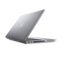Gray Dell Latitude 5420 laptop partially open showing silver logo on lid and side ventilation ports.