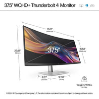 37.5-inch HP Series 7 Pro WQHD+ monitor with slim bezel and metallic stand.