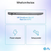 HP OmniBook Ultra 14-fd0002na Copilot+ PC AMD Ryzen AI 9 365 Laptop 35.6 cm (14") Touchscreen 2.2K 32 GB LPDDR5x-SDRAM 1 TB SSD Wi-Fi 7 (802.11be) Windows 11 Home Silver