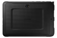 Black Samsung Galaxy Tab Active Pro tablet with rugged casing and rear camera centered at top.