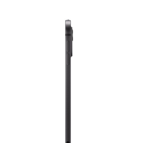 Slim black Apple iPad Pro 7th Gen 11-inch tablet side view showing power and volume buttons.