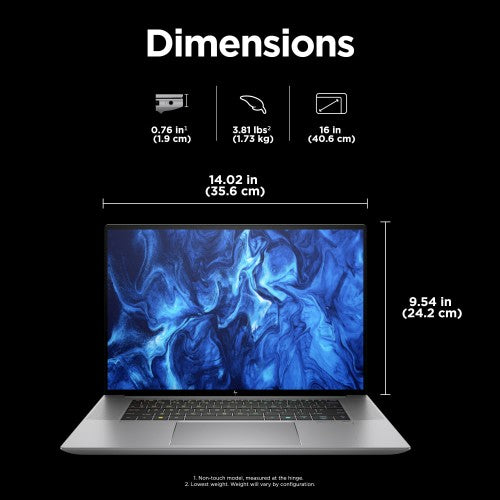 HP ZBook Studio G11 Intel Core Ultra 9 185H Mobile workstation 40.6 cm (16") WQUXGA 64 GB DDR5-SDRAM 1 TB SSD NVIDIA RTX 3000 Ada Wi-Fi 7 (802.11be) Windows 11 Pro AI Workstation, AI PC Grey