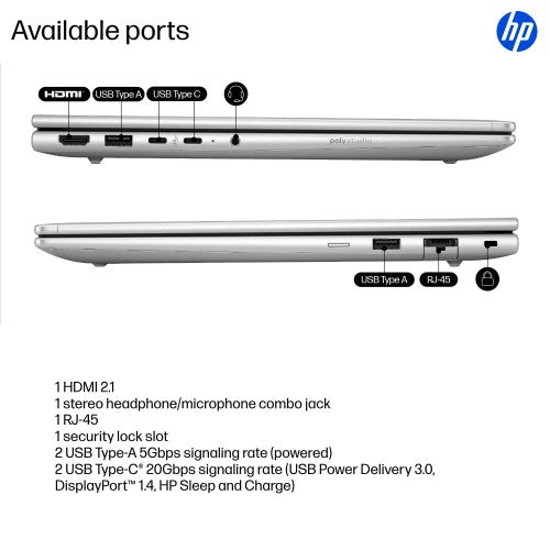 HP ProBook 4 G1iR Intel Core 5 120U Laptop 35.6 cm (14") WUXGA 8 GB DDR5-SDRAM 256 GB SSD Wi-Fi 6E (802.11ax) Windows 11 Pro Silver