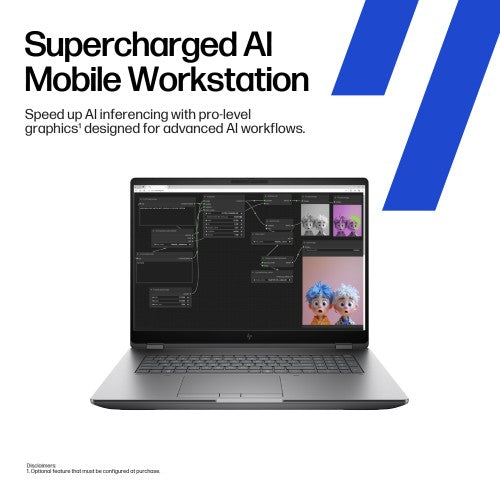 HP ZBook Fury G1i Wolf Pro Security Edition Intel Core Ultra 7 265HX Mobile workstation 45.7 cm (18") WQXGA 32 GB DDR5-SDRAM 1 TB SSD NVIDIA RTX PRO 3000 Blackwell Wi-Fi 7 (802.11be) Windows 11 Pro AI Workstation, AI PC Silver