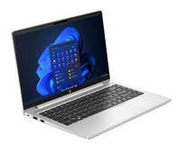 Silver HP ProBook 440 G10 laptop with 14-inch display, black keyboard, and Windows 11 screen.