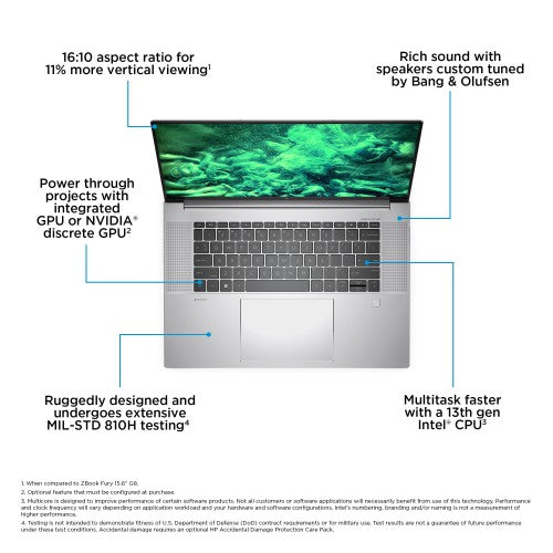 HP ZBook Studio G10 Intel® Core™ i7 i7-13700H Mobile workstation 40.6 cm (16") WQXGA 32 GB DDR5-SDRAM 1 TB SSD NVIDIA GeForce RTX 4070 Wi-Fi 6E (802.11ax) Windows 11 Pro Silver