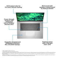 HP ZBook Studio G10 Intel® Core™ i7 i7-13700H Mobile workstation 40.6 cm (16") WQXGA 32 GB DDR5-SDRAM 1 TB SSD NVIDIA GeForce RTX 4070 Wi-Fi 6E (802.11ax) Windows 11 Pro Silver