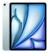 Blue Apple iPad Air 13-inch with slim bezels, single rear camera, and Wi-Fi connectivity.