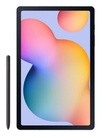 Samsung Galaxy Tab S6 Lite 2024 tablet with 10.4-inch display and black stylus pen beside it.