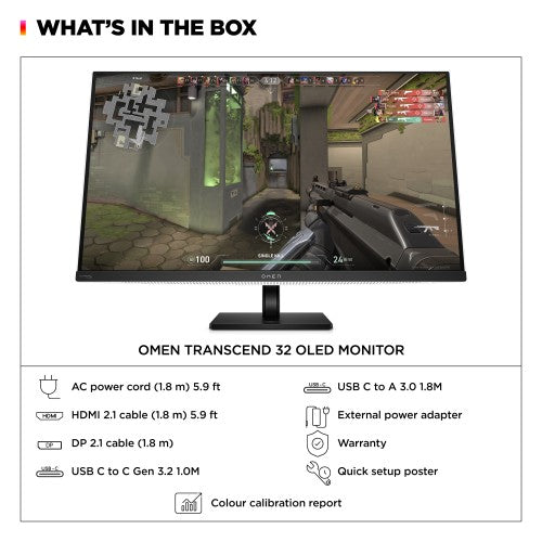 HP OMEN Transcend 31.5 inch UHD 240Hz OLED Gaming Monitor - Transcend 32
