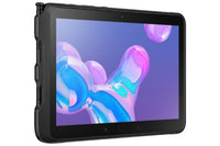 Black rugged Samsung Galaxy Tab Active Pro tablet with 10.1-inch display and visible front camera.