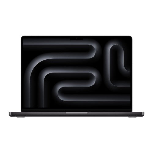 Black Apple MacBook Pro 14-inch with closed lid showing sleek minimalist design.