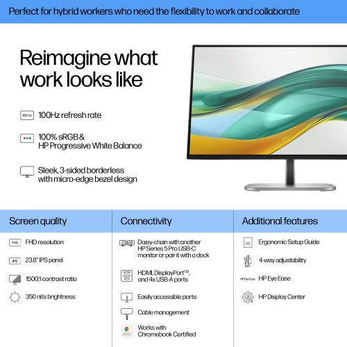 HP Series 5 Pro 23.8 inch FHD No Stand Monitor - 524pf