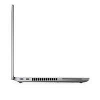 Slim grey Dell Latitude 5420 laptop open at 90 degrees showing left-side ports and vents.